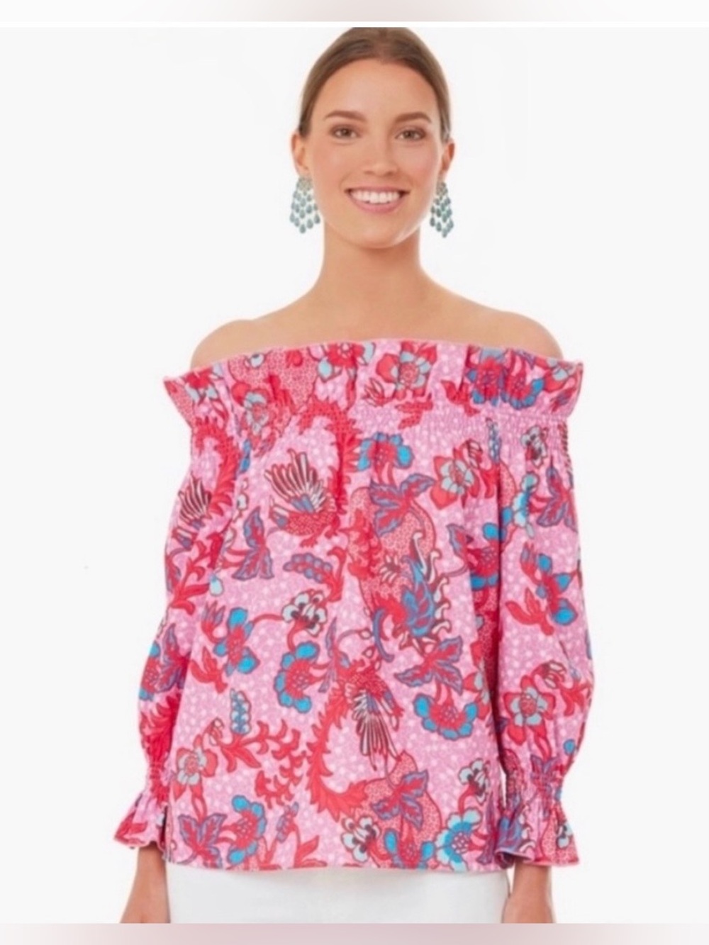 Tuckernuck Marguerite Blouse Bougainvillea Breeze Off the Shoulder